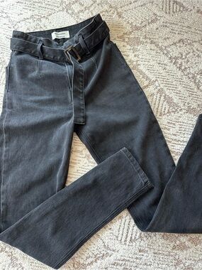 Reformation Jeans Black High Rise Belted Skinny Jeans Like New 26